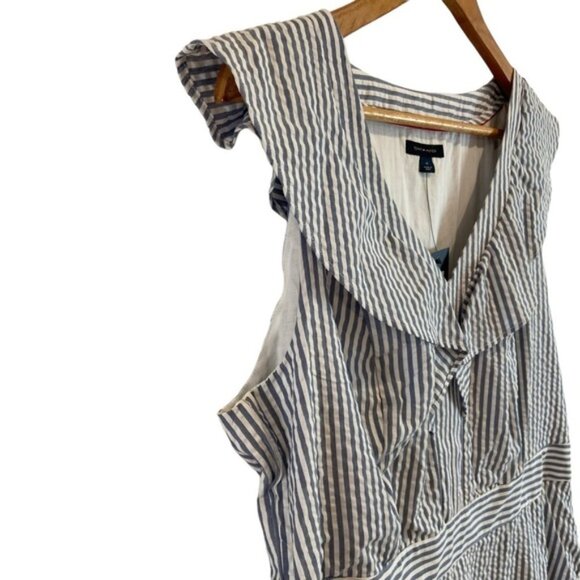 Tommy Hilfiger NWT dress white blue stripes 100%cotton sleeveless V neck size 14 - Picture 5 of 12